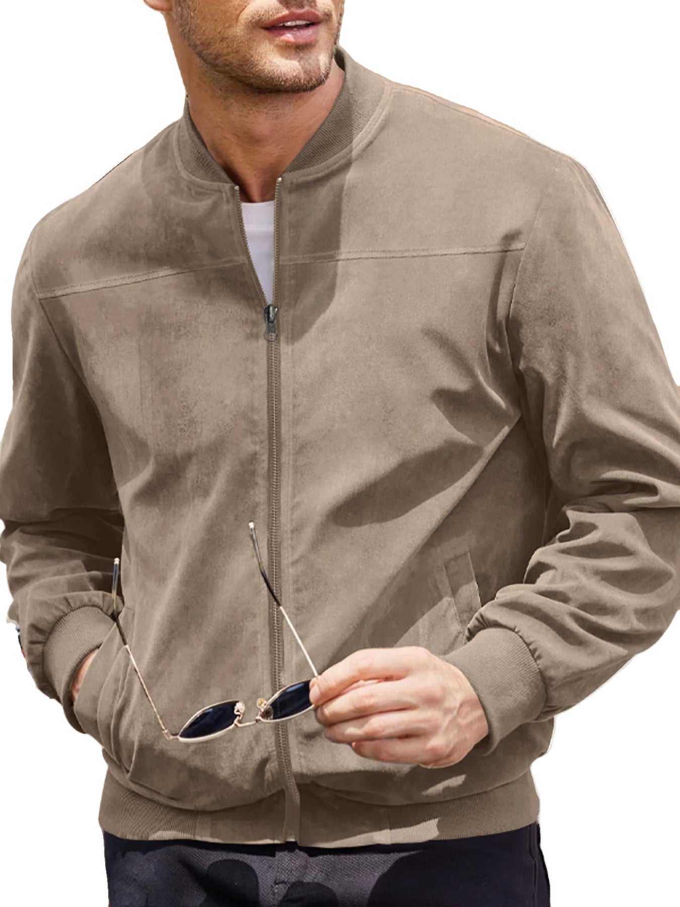 Men's Velvet Bomber Jacket Casual Sports Style