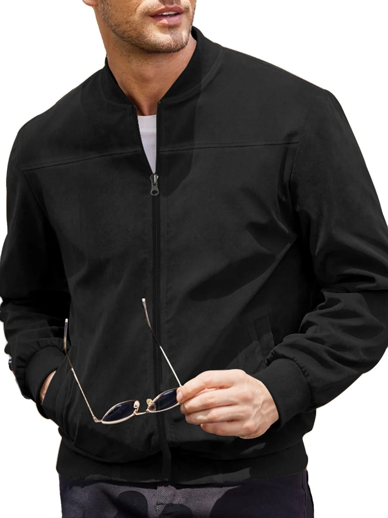 Men's Velvet Bomber Jacket Casual Sports Style