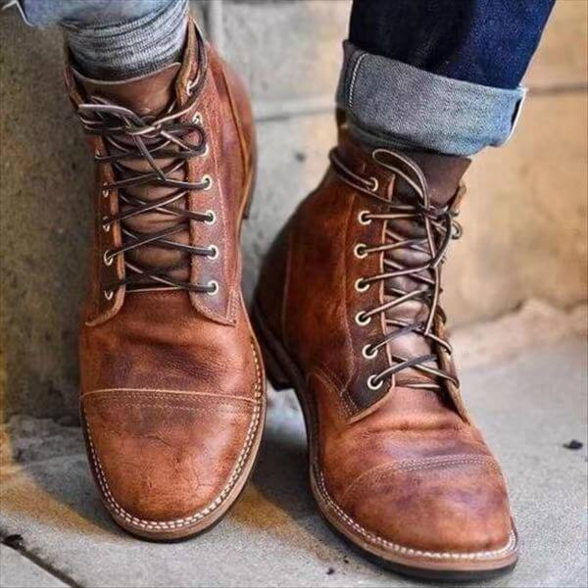 Men's Leather High Boots