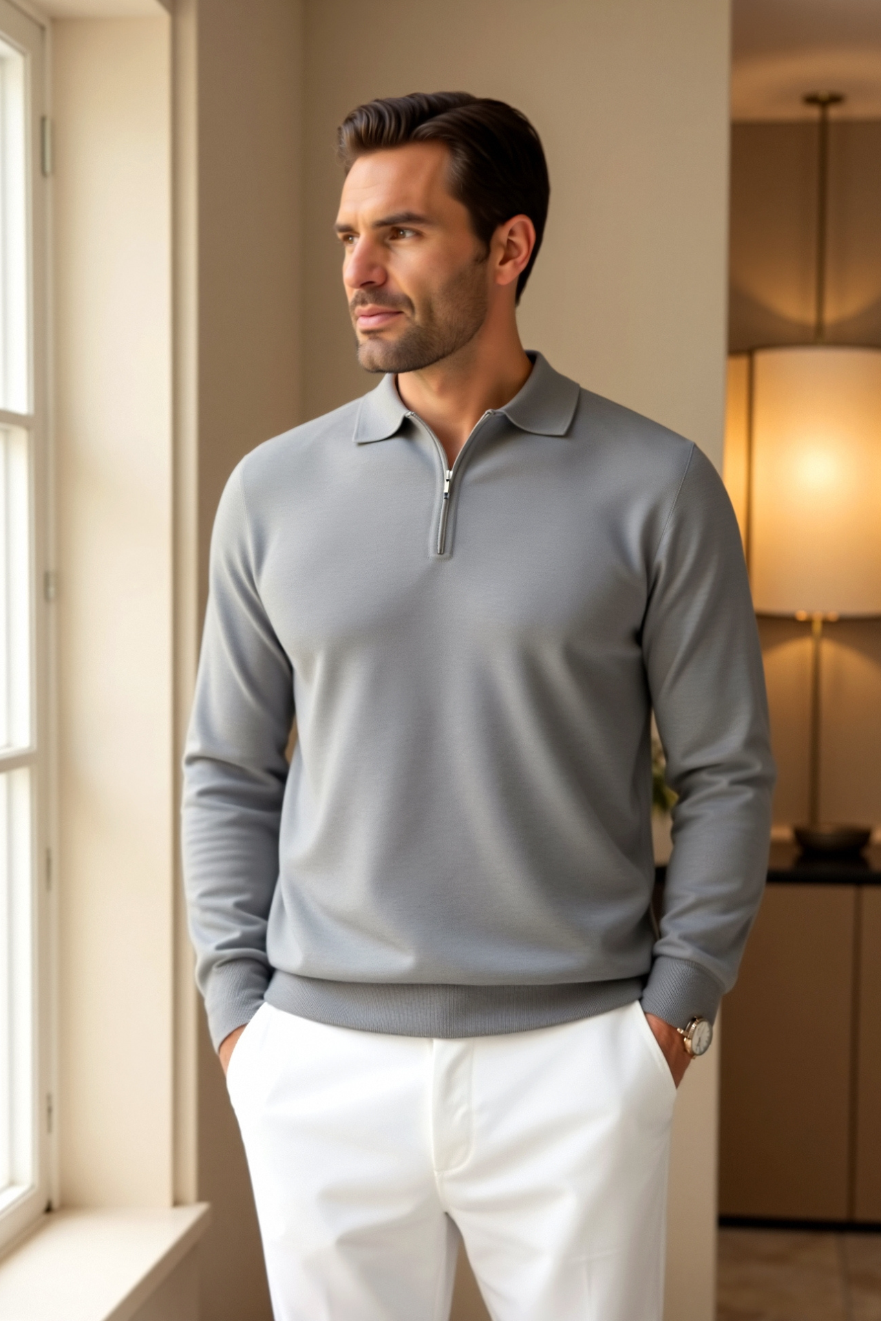 Men’s knit top with quarter zip
