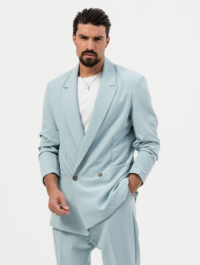 Men's Double-Breasted Blazer Loose Fit