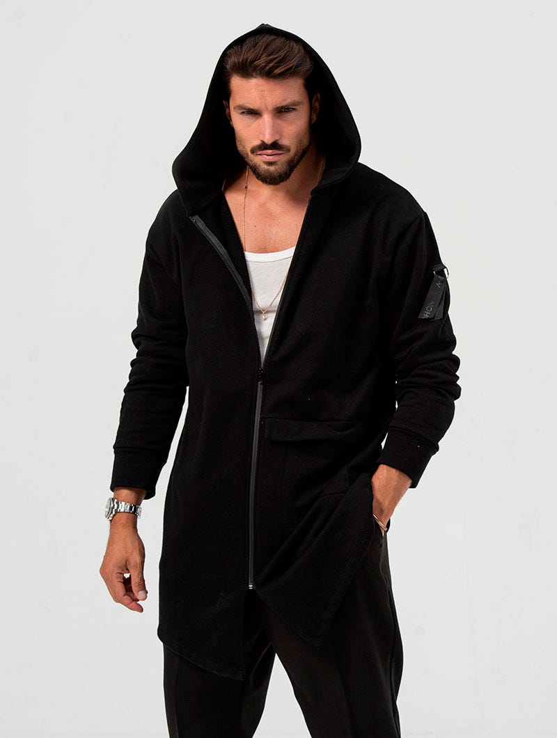 Men's Hoodie with Asymmetrical Zip