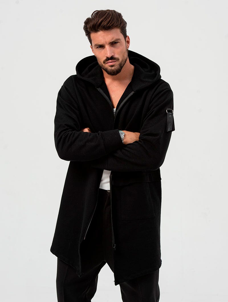 Men's Hoodie with Asymmetrical Zip