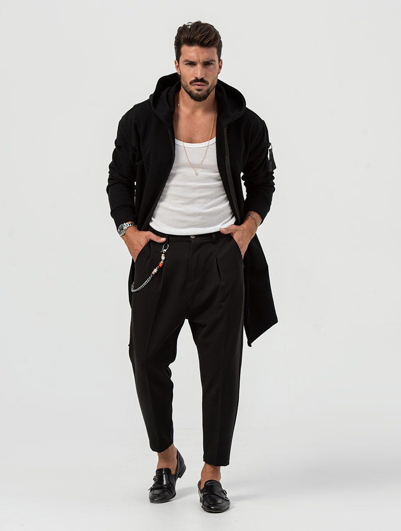 Men's Hoodie with Asymmetrical Zip