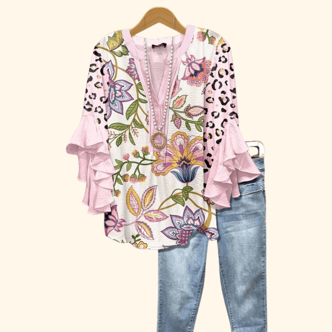 Elara™ - VINTAGE FLORAL PRINT BLOUSE