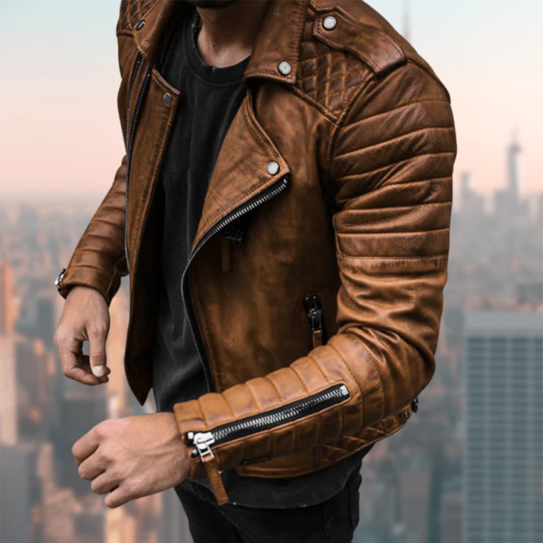 Men's Leather Biker Jacket Urban Edge