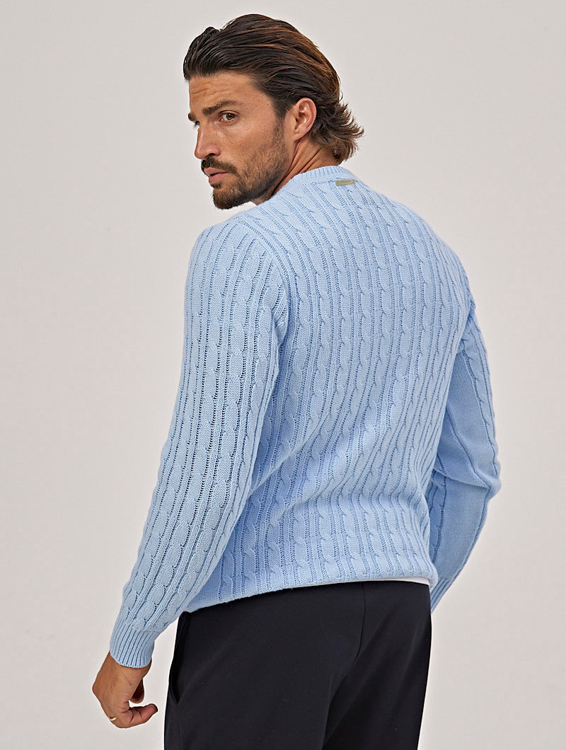Men's Sweater with Round Neck Light Blue
