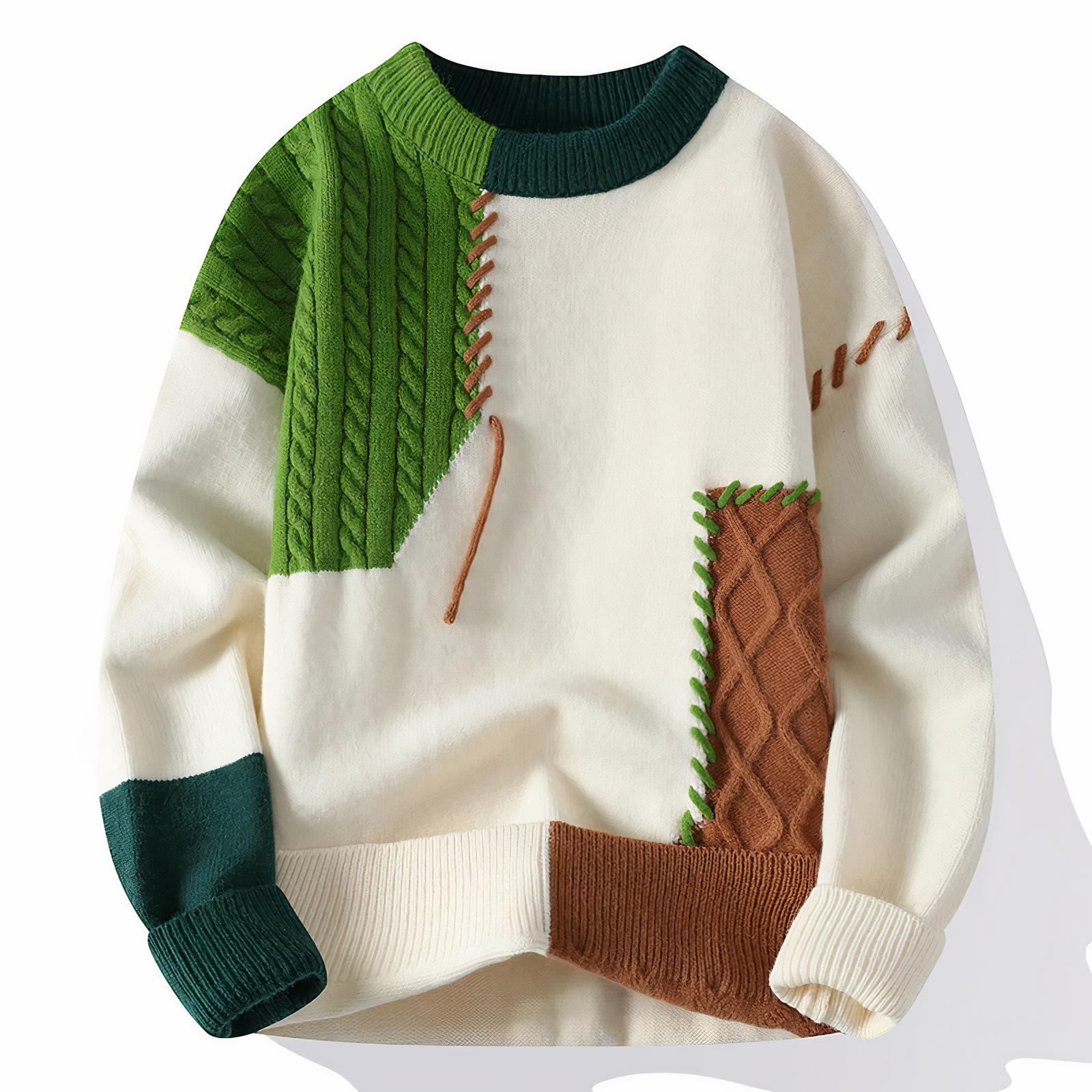 Men's Patchwork Sweater with Modern Design