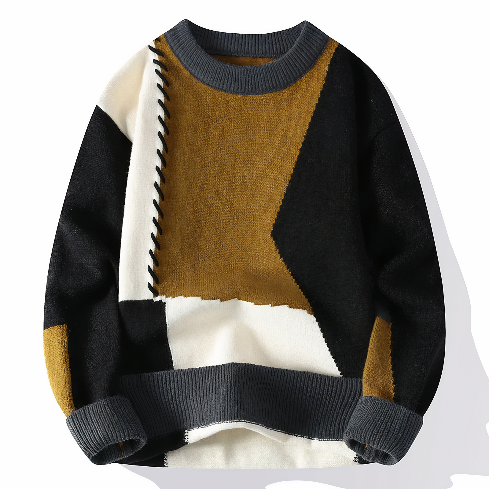 Men's Patchwork Sweater with Modern Design