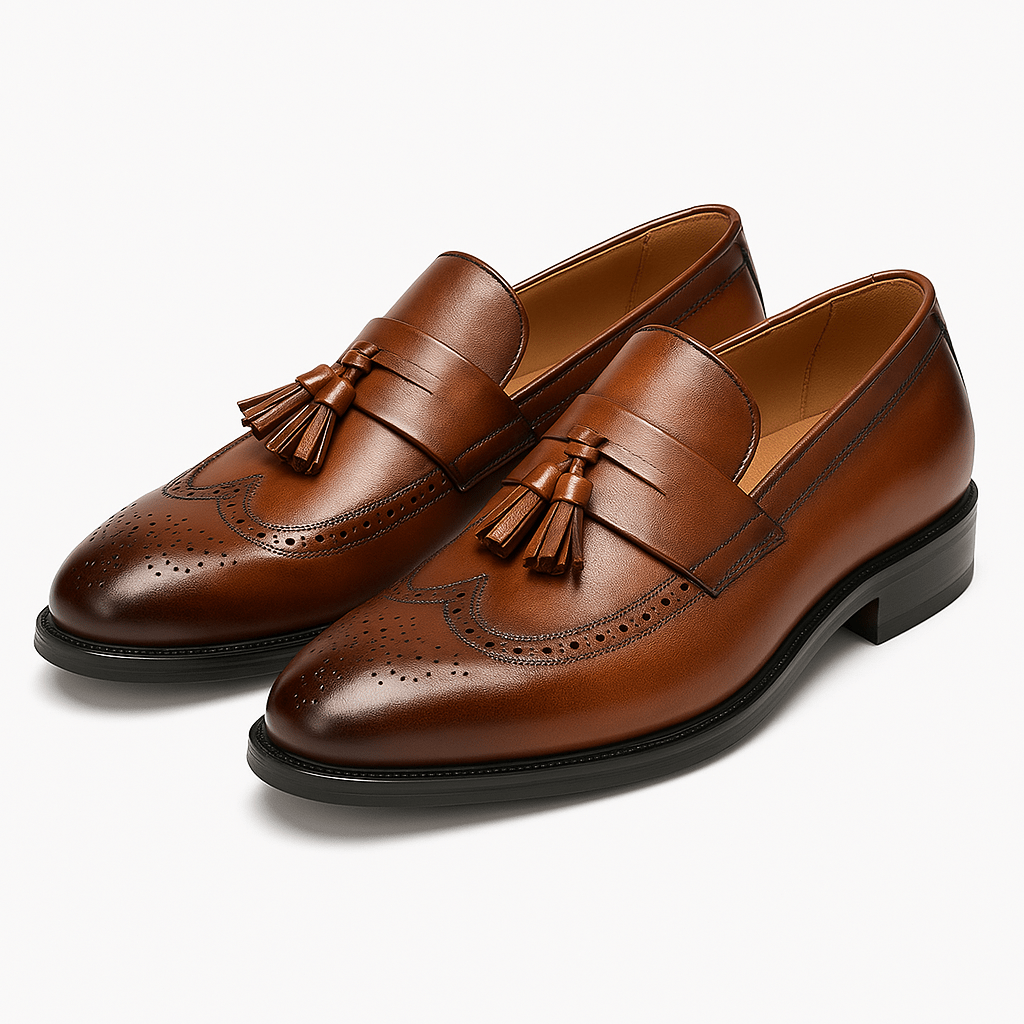 Men's Leather Loafers Brown with Tassels