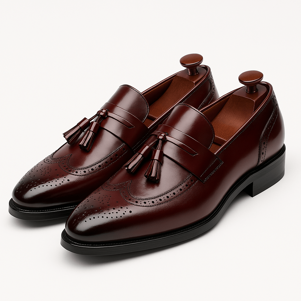 Men's Leather Loafers Brown with Tassels