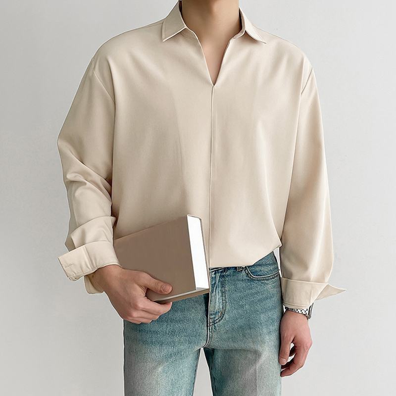 Men's Korean Loose Fit Shirt with Long Sleeves