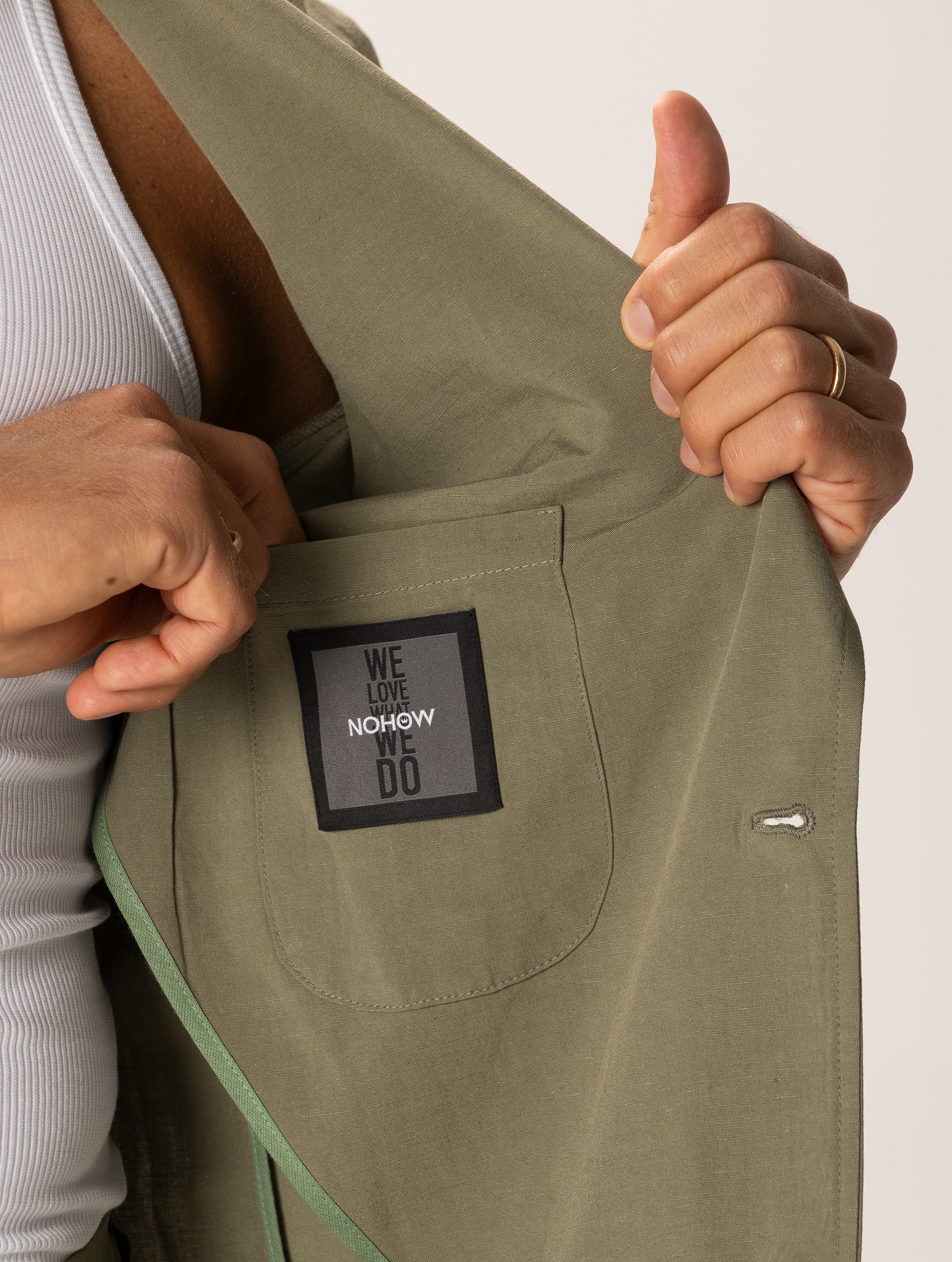 Men's Blazer with Single-Breasted Closure Green