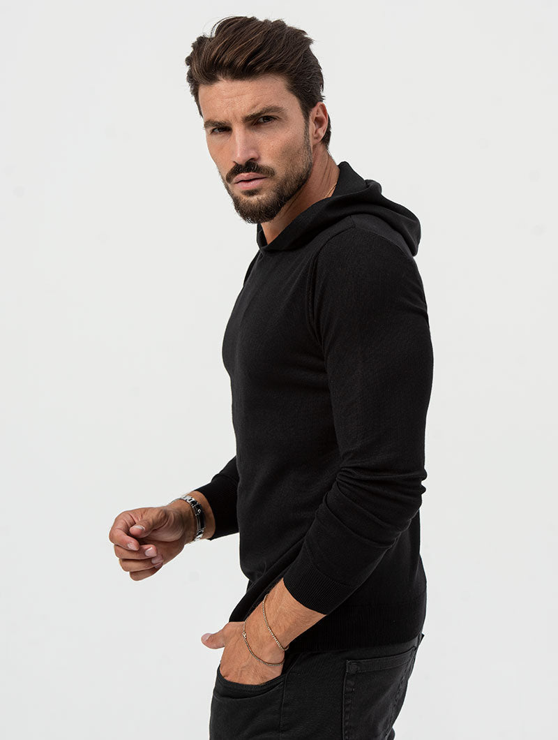Men's Slim Fit Hoodie with Ribbed Details