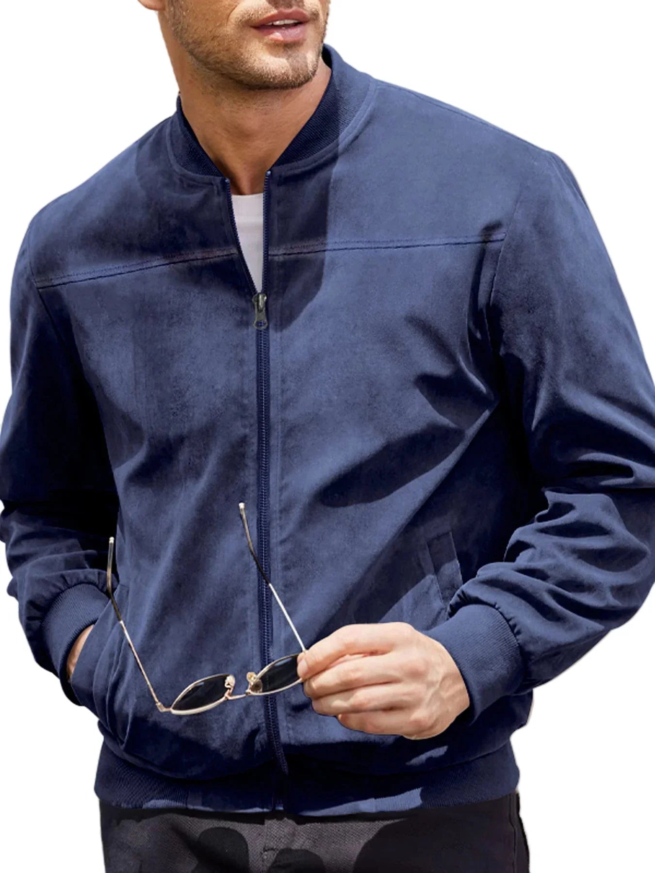 Men's Velvet Bomber Jacket Casual Sports Style