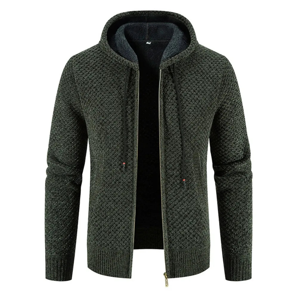 Men's Knitted Cardigan with Fleece Lining