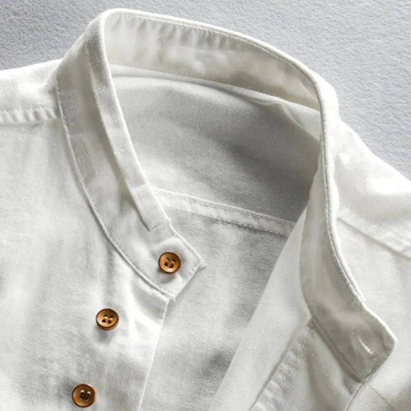 Men's Slim Fit Shirt with Stand-Up Collar