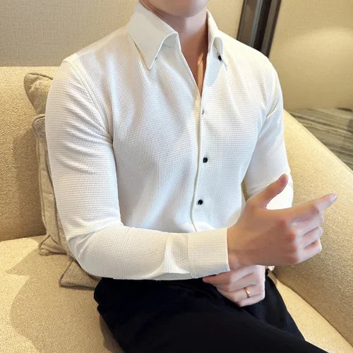 Men's Long Sleeve Shirt with Classic Collar