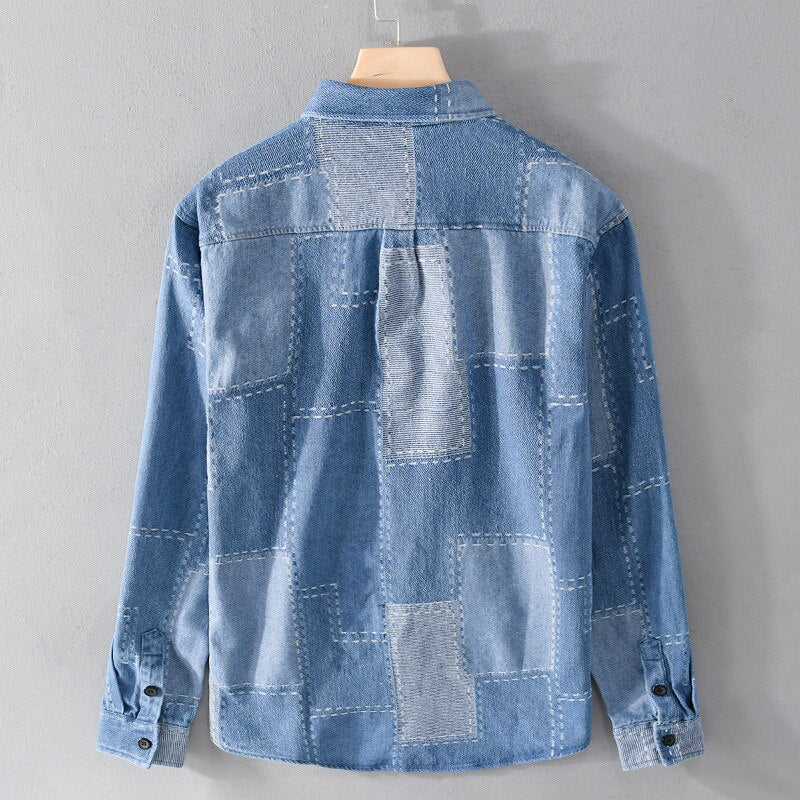 Men's Patchwork Denim Shirt