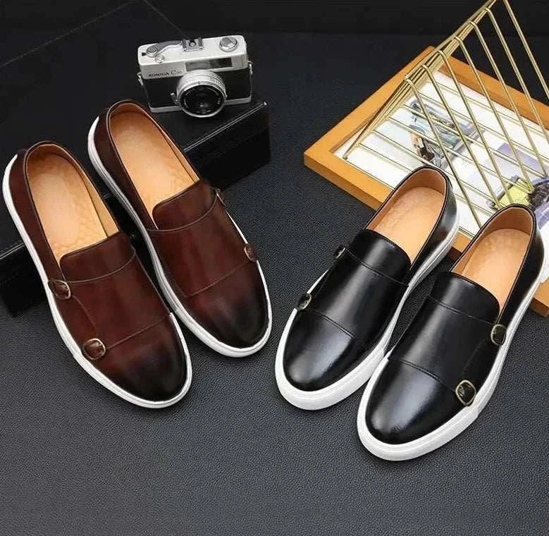 Men's Monk Loafers with Elastic Inserts