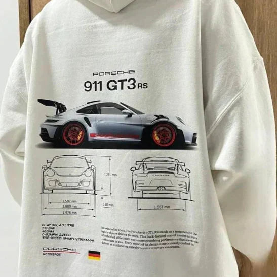 Unisex oversized hoodie racing design