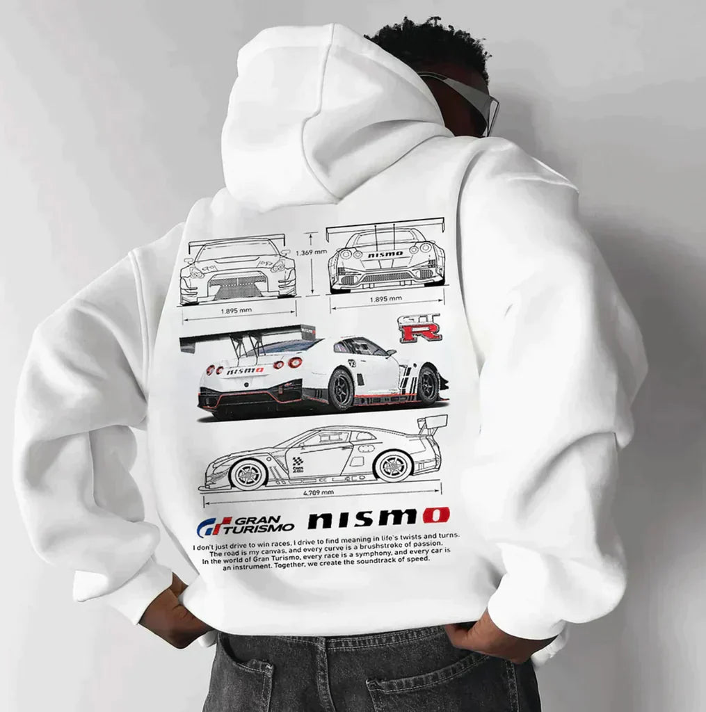 Unisex oversized hoodie racing design