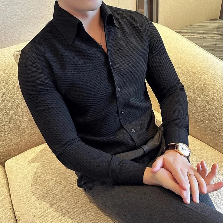 Men's Long Sleeve Shirt with Classic Collar