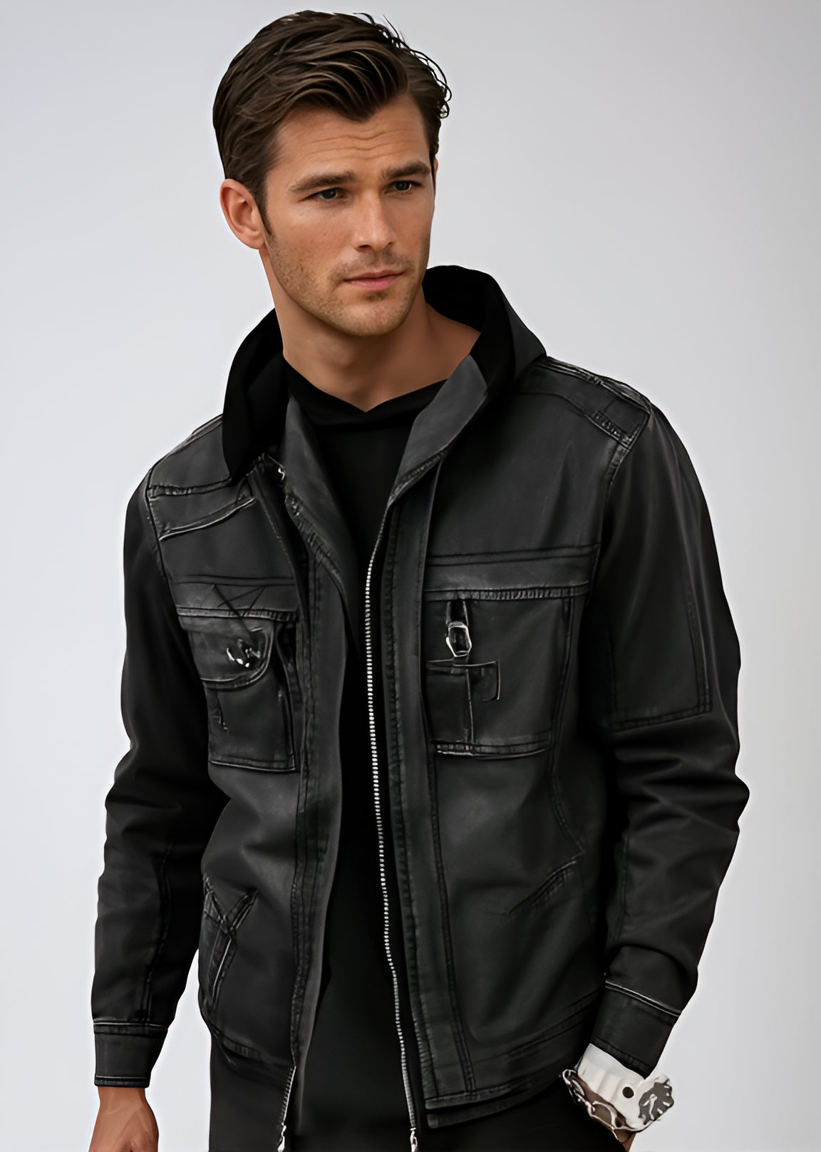 Men's Leather Jacket Black Urban Edge