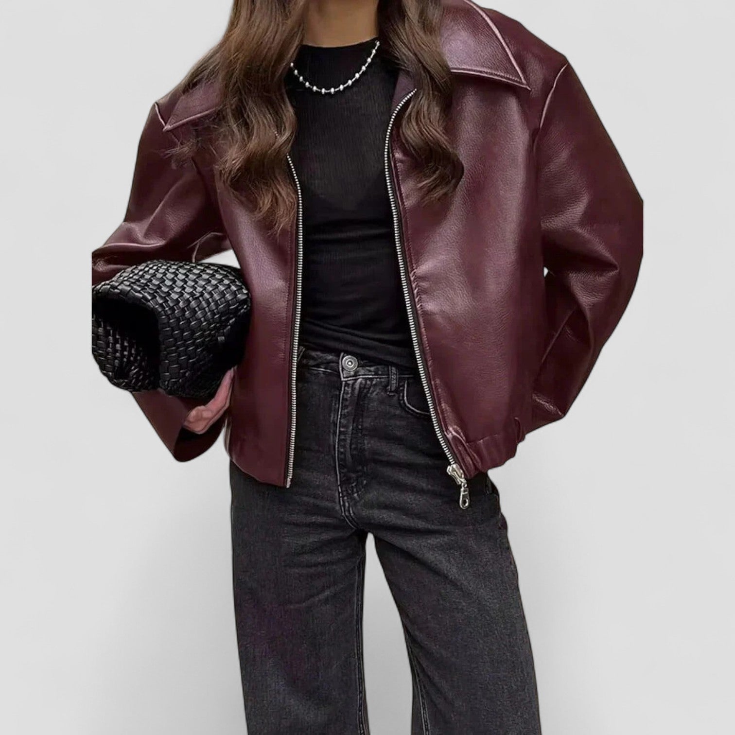 Zorielle™ - Stylish Oxblood Shine Jacket