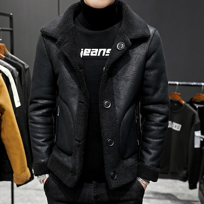 Men's Coat with Warm Collar