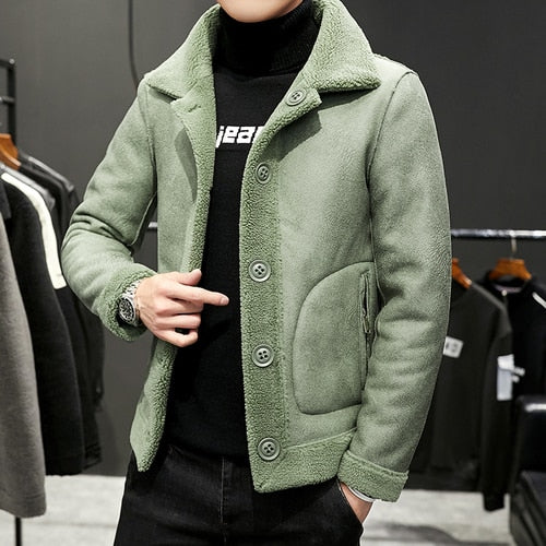 Men's Coat with Warm Collar
