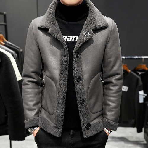 Men's Coat with Warm Collar