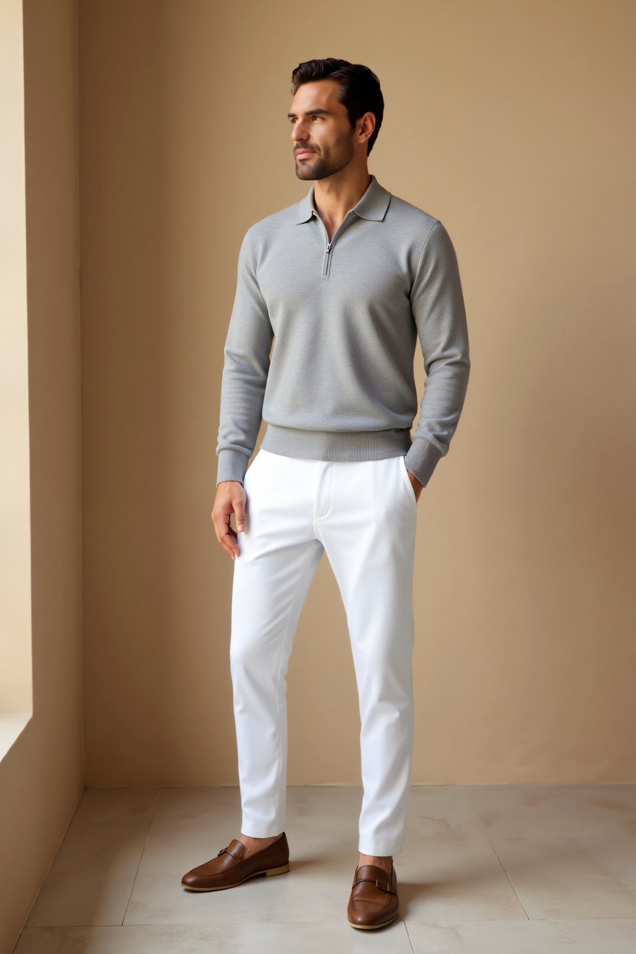 Men’s knit top with quarter zip