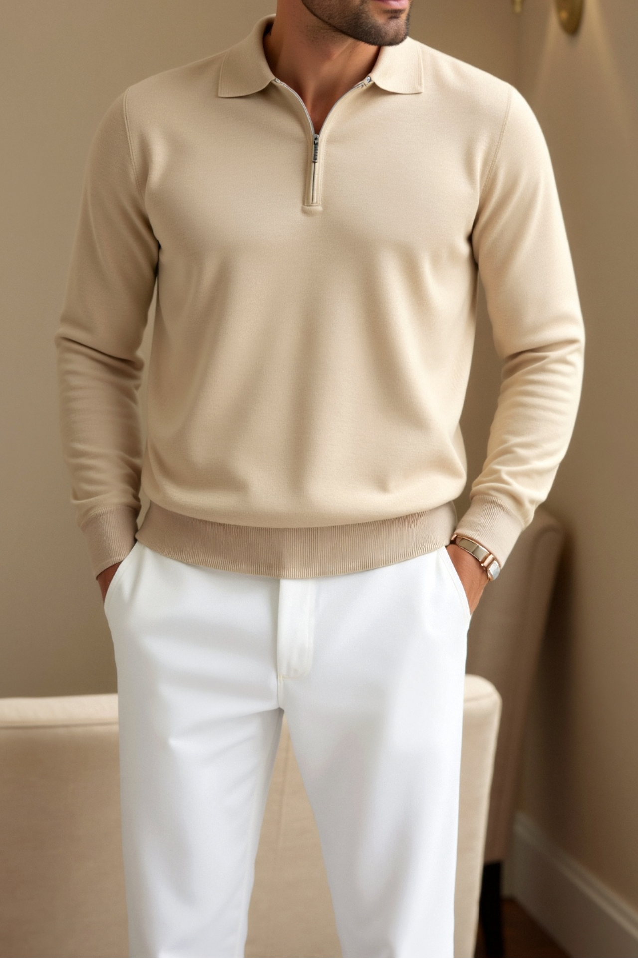 Men’s knit top with quarter zip