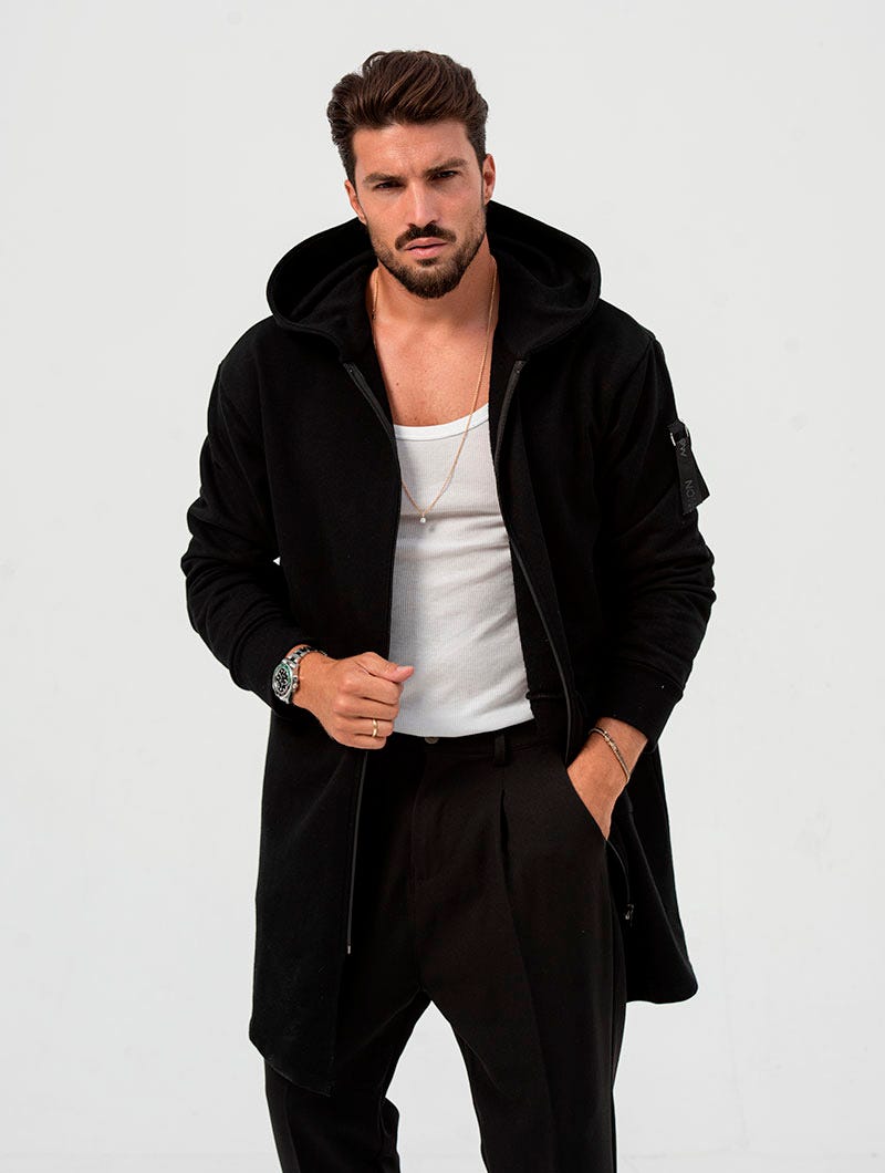 Men's Hoodie with Asymmetrical Zip