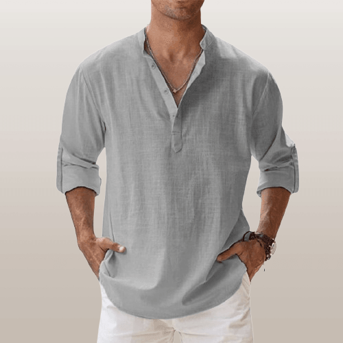 Men's Henley Shirt Linen Blend