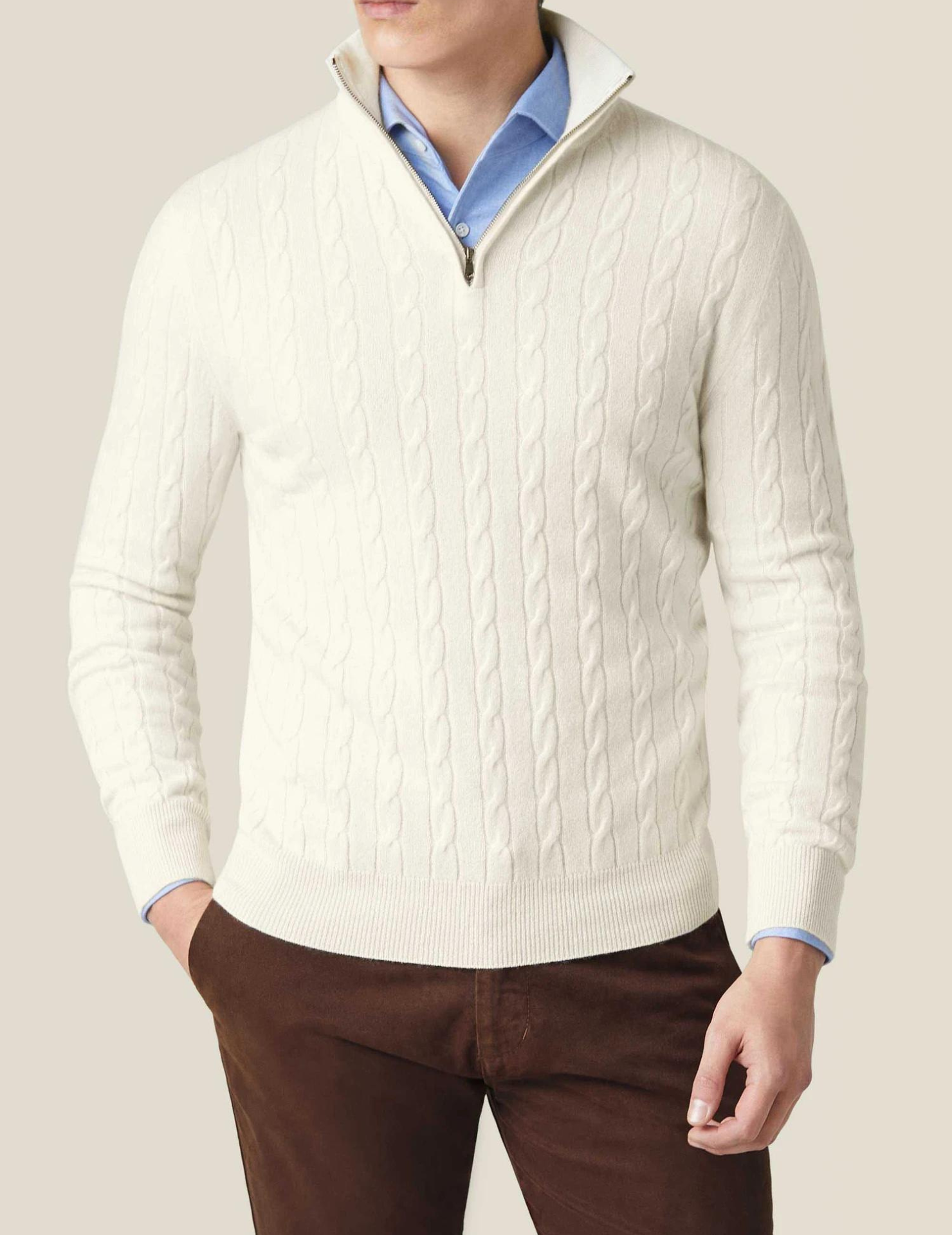 Men's Cable Knit Zip Jumper