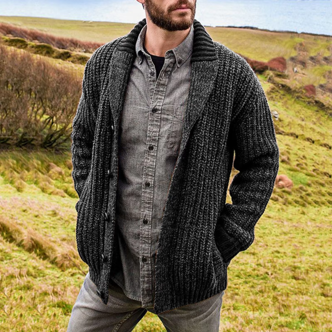 Men's Knitted Cardigan with Button Closure