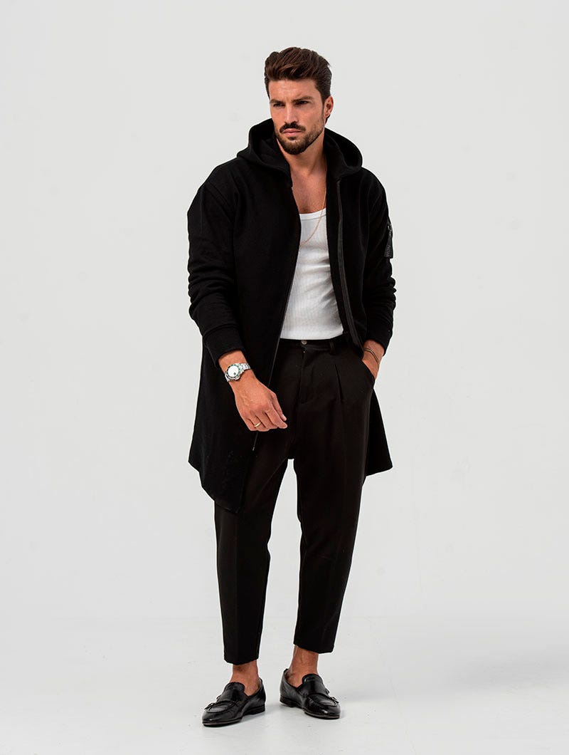 Men's Hoodie with Asymmetrical Zip