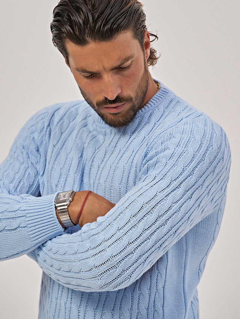 Men's Sweater with Round Neck Light Blue