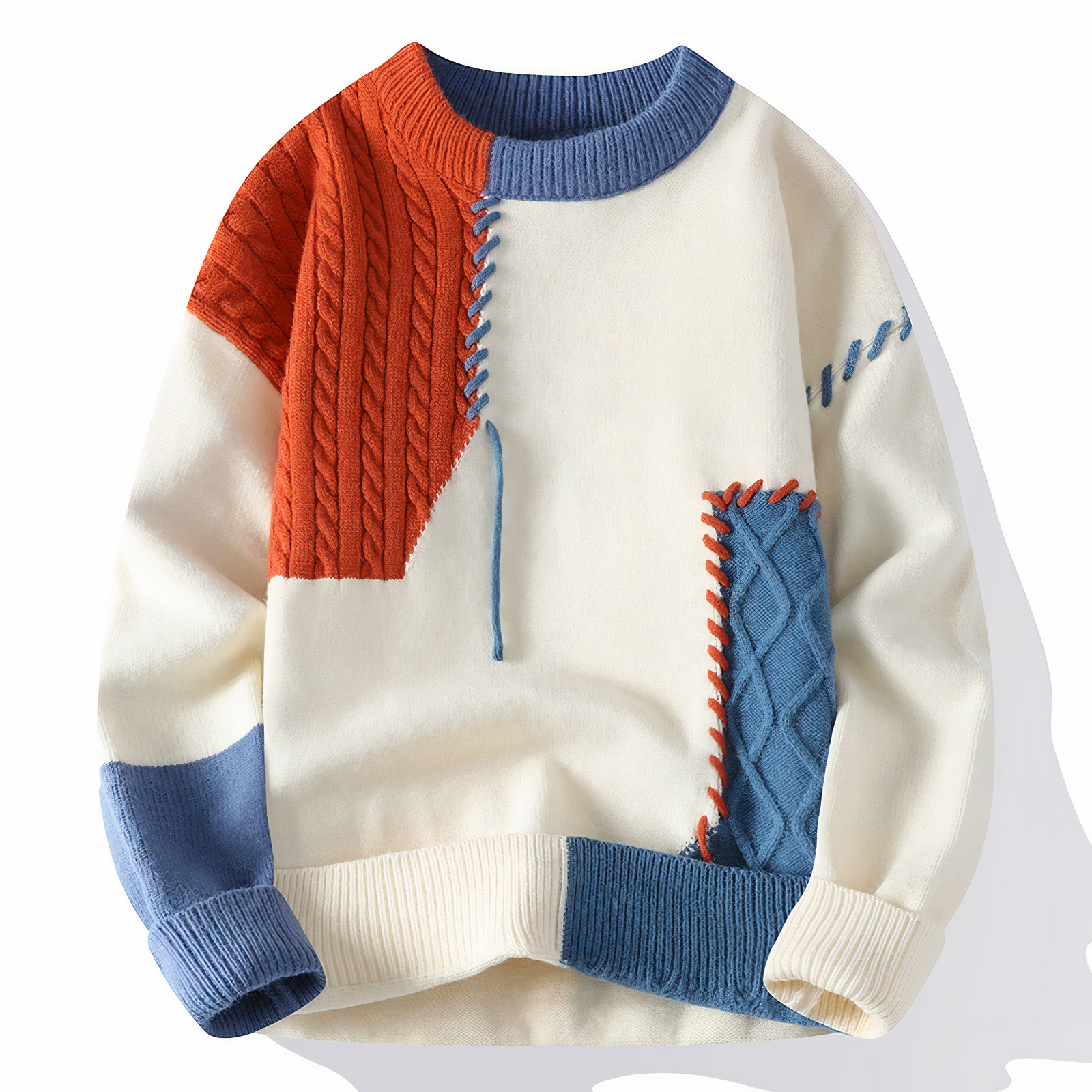 Men's Patchwork Sweater with Modern Design