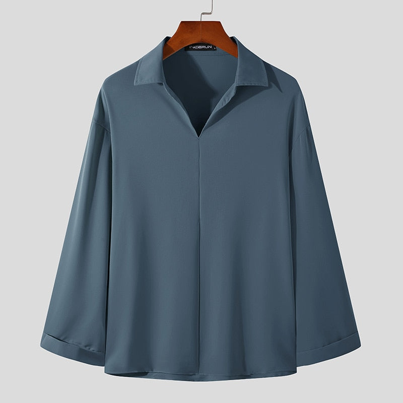 Men's Korean Loose Fit Shirt with Long Sleeves