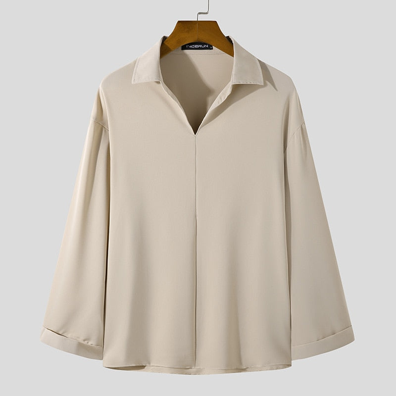 Men's Korean Loose Fit Shirt with Long Sleeves