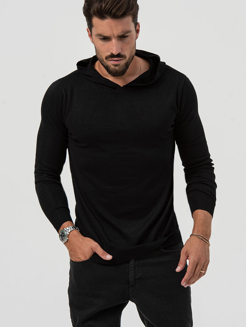 Men's Slim Fit Hoodie with Ribbed Details