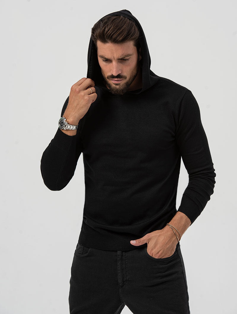 Men's Slim Fit Hoodie with Ribbed Details