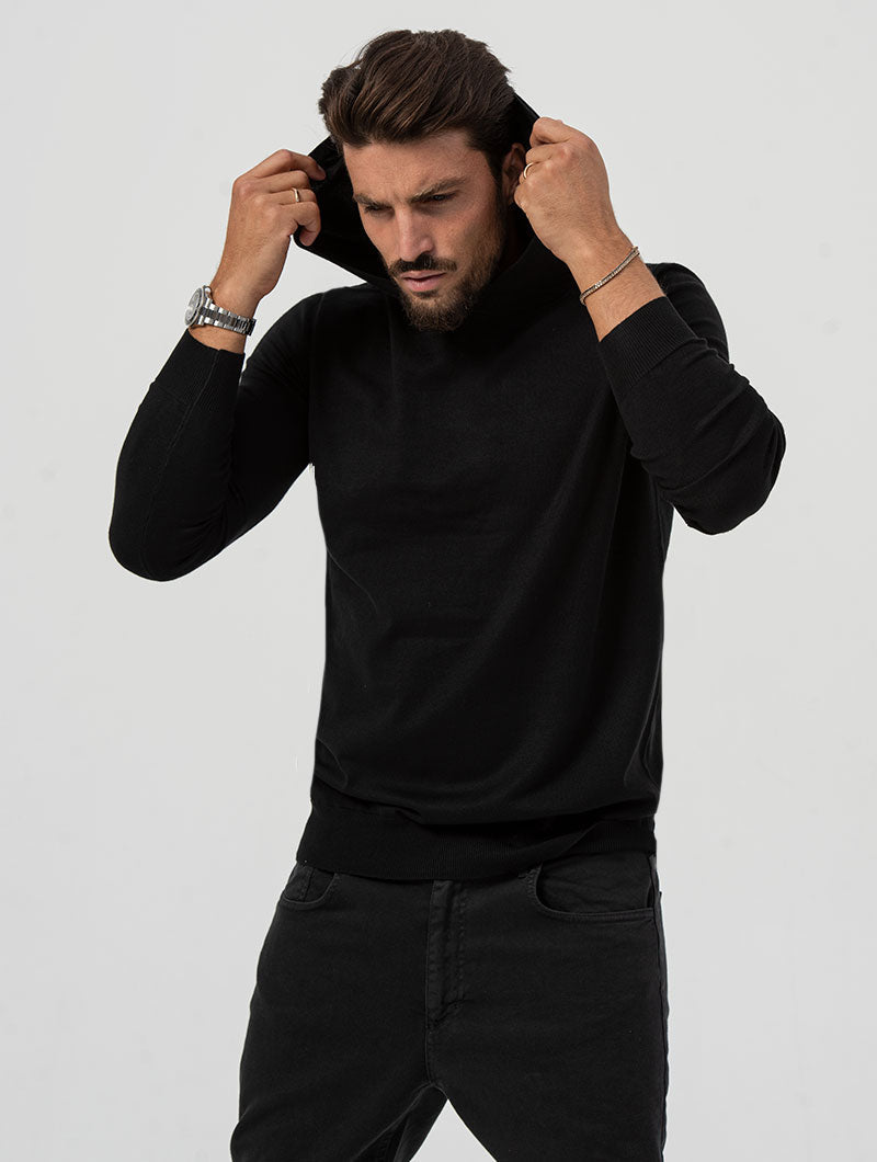 Men's Slim Fit Hoodie with Ribbed Details