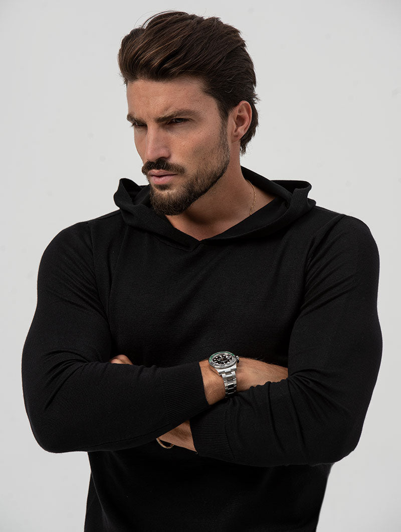 Men's Slim Fit Hoodie with Ribbed Details
