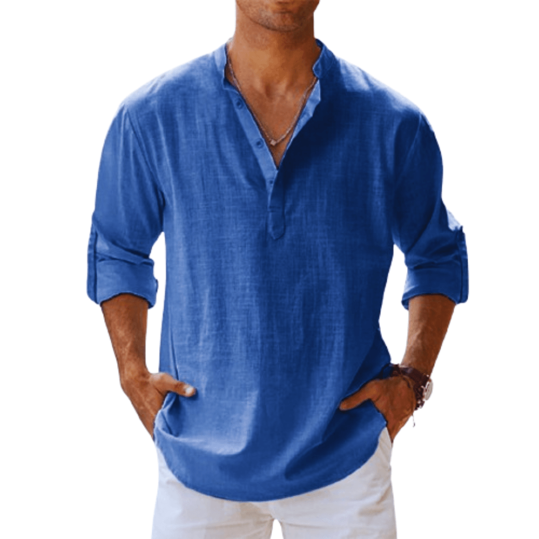 Men's Henley Shirt Linen Blend