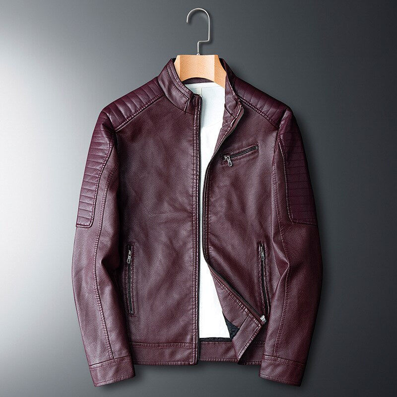 Men's Winter Leather Jacket Casual Style