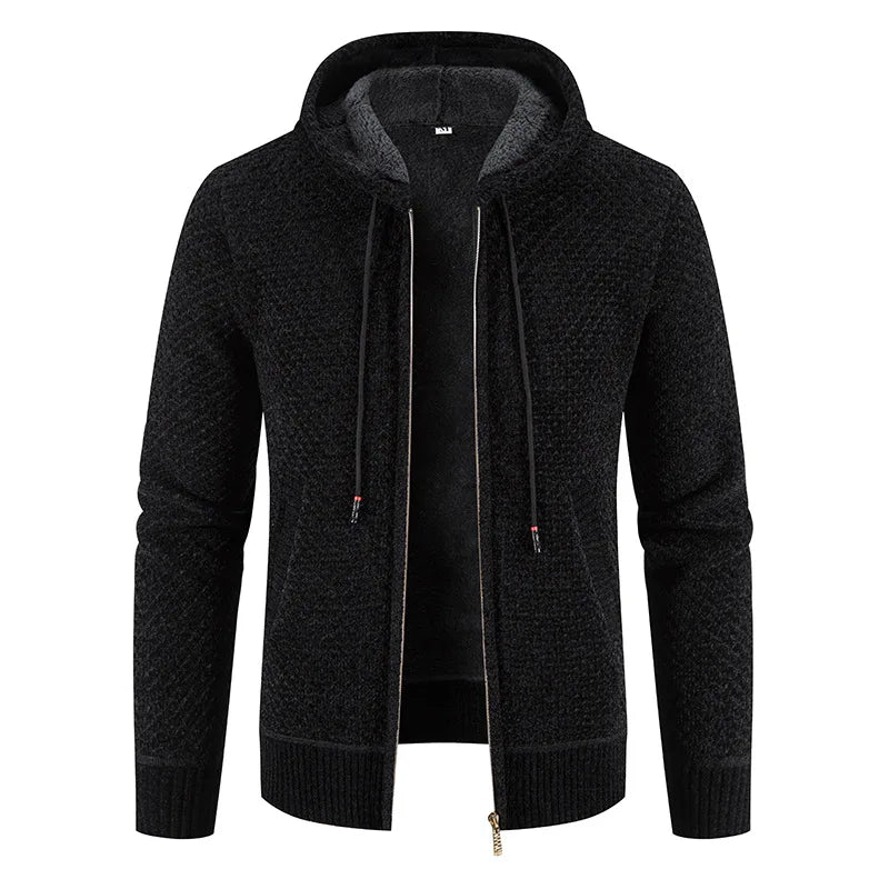 Men's Knitted Cardigan with Fleece Lining